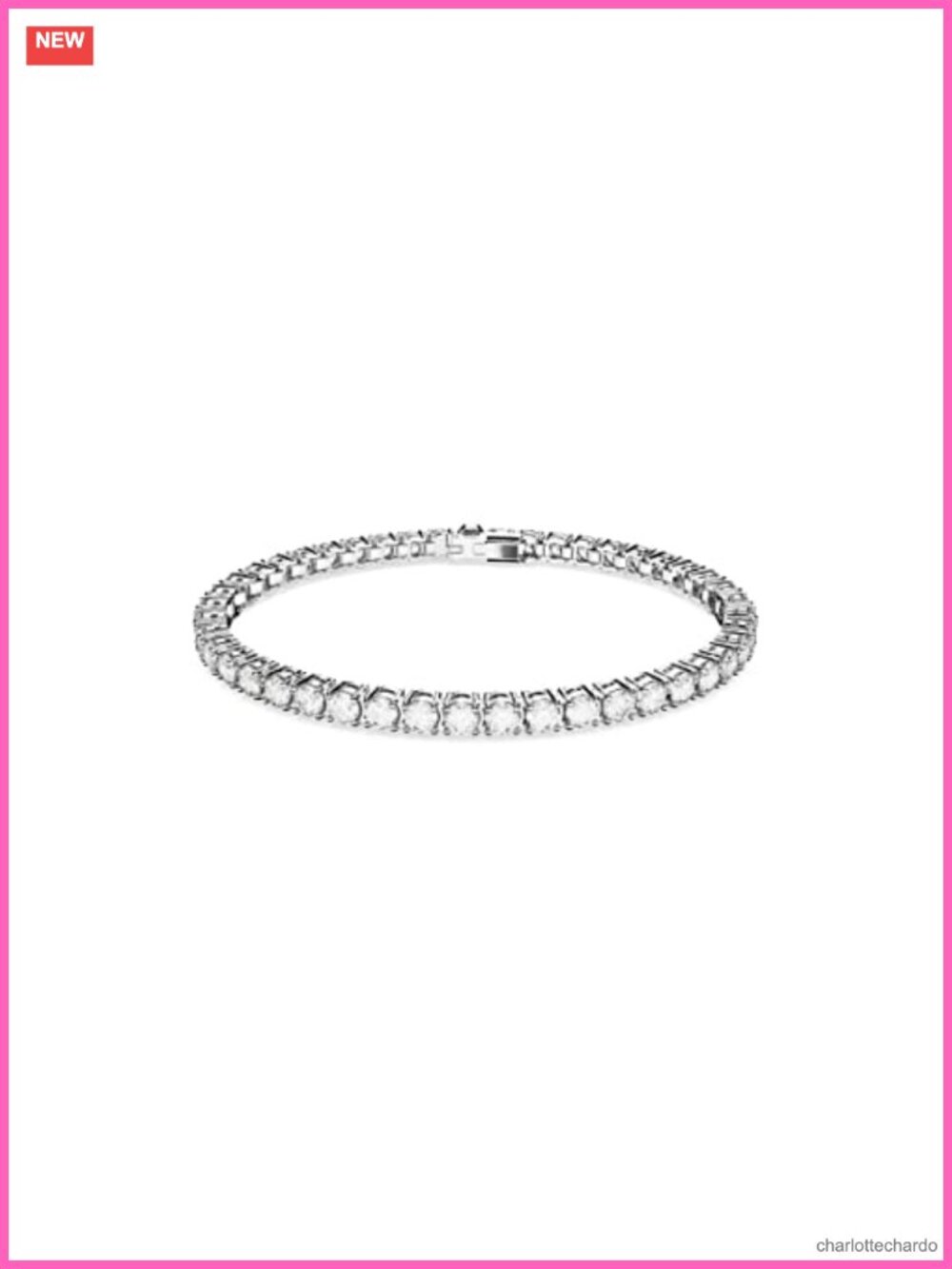 Swarovski Crystal Tennis Bracelet Rhodium Finish Round Cut